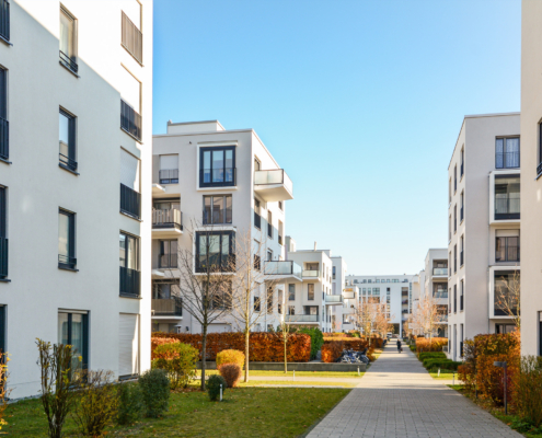 multiple modern apartment buildings