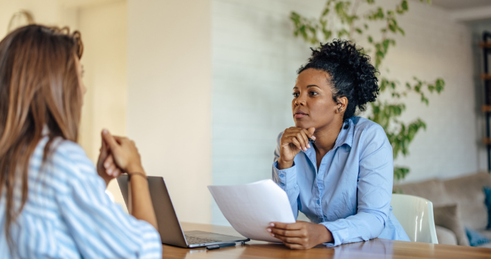 Curious african-american woman, carefully listening