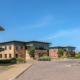 Exteriors of new modern commercial brick faced business units